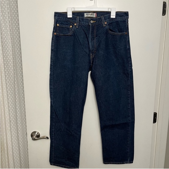 Men's Levi's® 505™ Regular Jeans Dark Blue Wash Size W36 L30 excellent condition - Picture 2 of 5